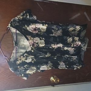 Torrid, black with floral print shirt, size 3